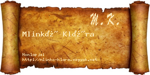 Mlinkó Klára névjegykártya